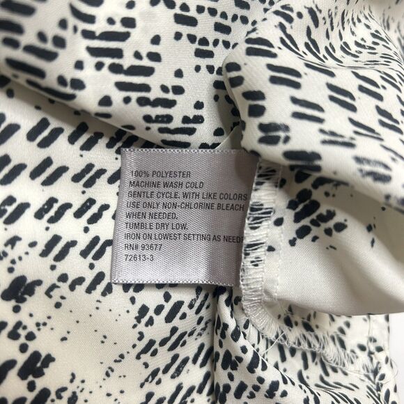 Worthington Women’s L Career button Up Pleated Collar Geometric multi Cream - Picture 10 of 12